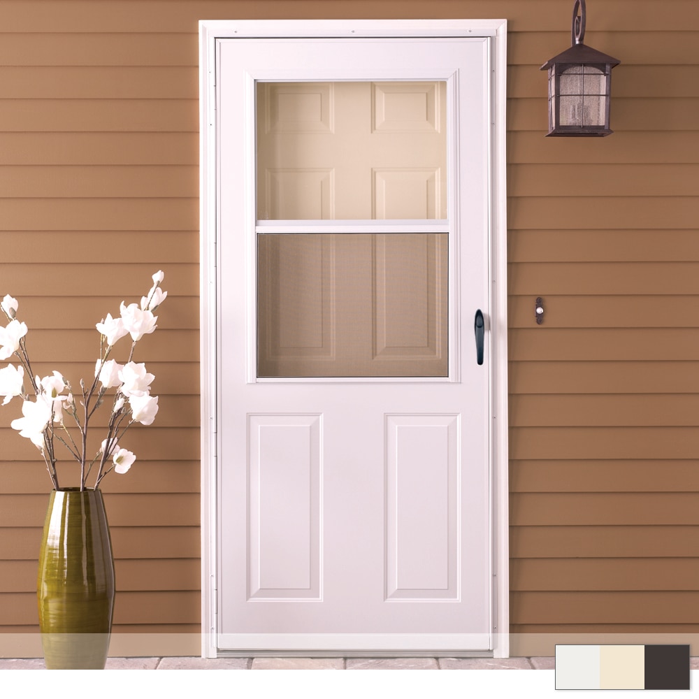 EMCO 34 x 80 in. 200 Series White Aluminum Anytime Storm Door Black The Home Depot