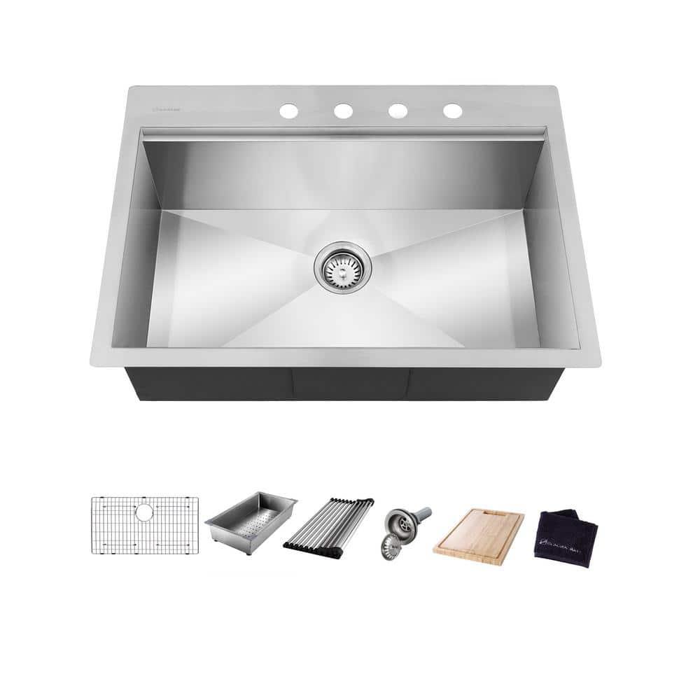 Glacier Bay All-In-One Stainless Steel Kitchen Sink Workstation